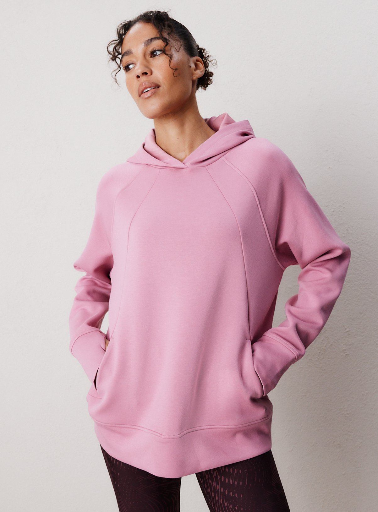 REAKTIV Light Pink Scuba Longline Hoodie S - Image 1 thumbnail